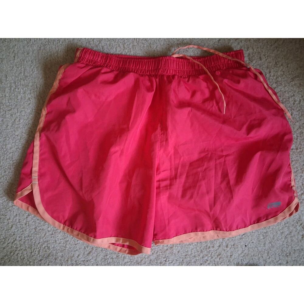 AwakeTek Women's Pink Knit Athletic Shorts, Polyester, Drawstring, Elastic Waist